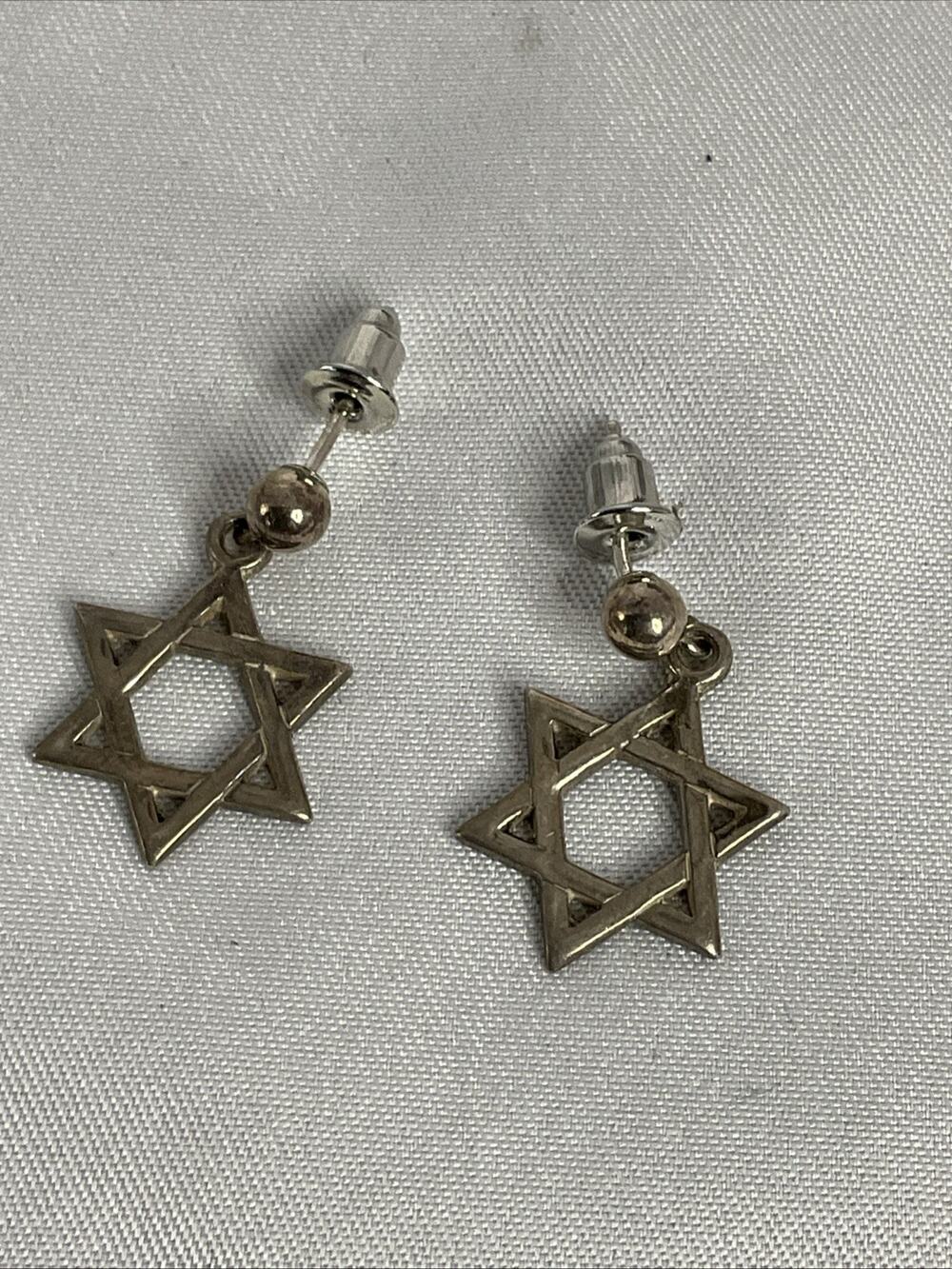 VTG VINTAGE STAR OF DAVID STERLING SILVER PREMIER DESIGNS EARRINGS